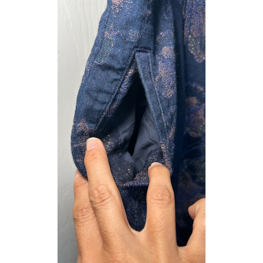 Pilcro Ultra High Rise Wide Leg Floral Jacquard Pants 29 Metallic Button Fly - Picture 4 of 10